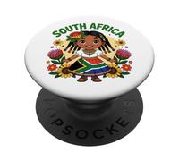 South African Girl in Traditional Dress with Protea Flowers PopSockets Adhesive PopGrip