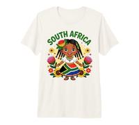 South African Girl in Traditional Dress with Protea Flowers Premium T-Shirt