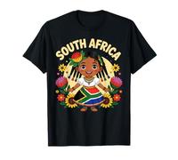 South African Girl in Traditional Dress with Protea Flowers T-Shirt