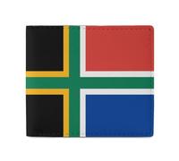 South African Nordic Crossed Flag Men Wallet Leather Bifold Wallets with Window Slim Minimalist Front Pocket