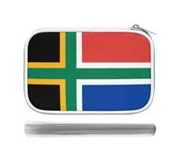 South African Nordic Crossed Flag Pencil Case Holder Pouch Stationery Pen Bag PU Leather Organizer