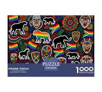South African Rainbow Flag And Silhouette of Animals Wooden Jigsaw Puzzle Waterproof 1000 Piece Puzzles for Adults Gifts Fun Challenging Games