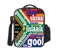 South African Slang and Colloquialisms Insulated Travel Picnic Lunch Box Tote Portable Lunch Bag with Shoulder Strap
