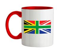 South African Union Jack Flag - 11oz - Ceramic Two-Tone Mug for Coffee/Tea - Red/White - One Size