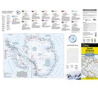 South America and Antarctica Map : folded with flags and facts