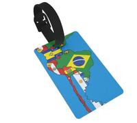 South America Flags Map Desig Print Luggage Tags Quick Install Airplane Travel Essentials for Suitcases Durable PVC Bag Tag