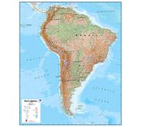 South America Large Physical Wall Map Laminated