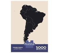 South America Map Silhouette Jigsaw Puzzle 1000 Pieces, Landmark Urban View, Thick Cardboard Pieces for Puzzle Lovers, Relaxing Challenge, 38x26cm/1000pcs