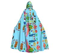 South America Map With Icons Hooded Cloak Hooded Robe Halloween Christmas Witch Vampires Grim Reaper Costume Cosplay Party