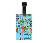 South America Map with Icons Print Premium PVC Luggage Tag Reliable Suitcase ID Holder Hassle-Free Travel Essential Accessory Gift