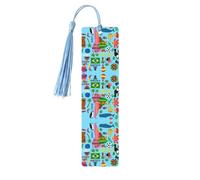 South America Map with Icons Print Reading Page Markers, 5pcs Wooden Bookmarks with Tassels,Teachers Reading Book Lovers Gifts