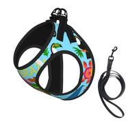 South America Map With Icons Print Small Dog Harness And Leash Set, Adjustable Soft Vest With 360° Reflective Straps For Cats Puppy