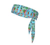South America Map With Icons Printing Sports Headband Tie,Durable Sports Bandage Headscarf, Ideal For Volleyball & Workouts