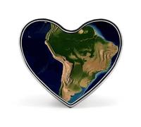 South America Satellite Image Brooch Elegant And Graceful Heart Lapel Pin Love Printed Cute Badge Unisex Fashion Broochs for Bag Jacket Clothes Accessories Love form Style