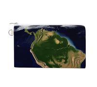 South America Satellite Image Coin Purse with Key Ring Cute Change Purse Travel Portable Keychain Wallet with Zipper for Women Men, style, One Size, Floral