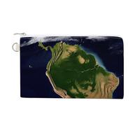 South America Satellite Image Coin Purse with Zipper Coin Wallet Coin Pouch Canvas Change Purse Pouch Zero Wallet Coin Bag