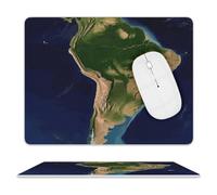 South America Satellite Image Mouse Pad, 10 X 8 Inch PU Leather Mousepad with Smooth Surface, Square Waterproof Mouse Mat Non-Slip Ultra Thin Desk Pad for Gaming, Office & Home