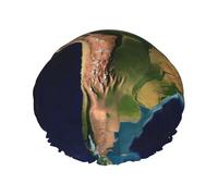 South America Satellite Image Shower Cap For Women Reusable Double Layers Bathing Bath Cap Hair Caps Waterproof Elastic Band Ladies Spa Salon Shower Hat Hair Caps