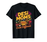 South Asian Mom Cook Kitchen Apron Illustration Desi Indian T-Shirt