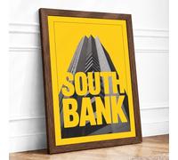 South Bank Modern Mid-Century Framed Wall Art Print A1 (84.1×59.4cm) Walnut, Wall Decor for Living Room, Bedroom, Office & Home, Ready to Hang, Art Gift