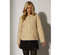 South Beach Women's Button up Curly Fur Jacket in Beige | Size: XS South Beach Beige XS
