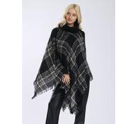 South Beach Women's Check Boucle Poncho in Black South Beach Black One Size
