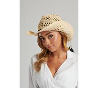 South Beach Cut Out Detail Cowboy Hat Gem Trim In Beige Beige M/L