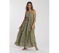 South Beach Women's Embroidered Cami Maxi Dress in Khaki | Size: 14 South Beach Khaki 14