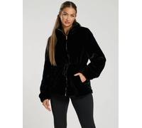 South Beach Faux Fur Jacket With Waist Ties In Black Black 14