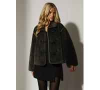 South Beach Faux Sheepskin Jacket In Grey Grey M