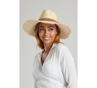 South Beach Women's Fedora Hat With Frayed Edges & Metallic Band in Cream | Size: S/M South Beach Cream S/M