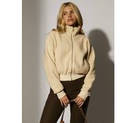 South Beach Fleece Back Borg Cropped Jacket In Cream Cream L