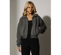 Fleece Back Borg Cropped Jacket South Beach Grey S