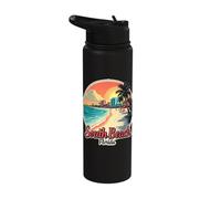 South Beach Florida Scenic Beach View Sunset Stainless Steel Insulated Water Bottle