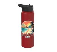 South Beach Florida Scenic Beach View Sunset Stainless Steel Insulated Water Bottle