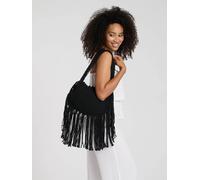 South Beach Fringe Detail Shoulder Bag In Black Black One Size