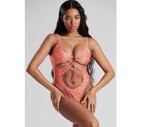 South Beach Get Wavy Print Cut Out Strappy Swimsuit Coral