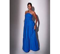 South Beach Halterneck Tiered Maxi Dress, Blue, Size 12, Women Blue