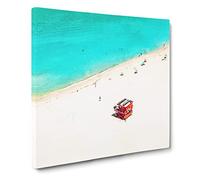 South Beach in Miami Canvas Print | Gallery Wrapped 30mm Frame Wall Art | 20x20 inches | Ready to Hang | Modern Seascape Picture | Living Room Bedroom Lounge Office