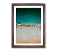 South Beach In Miami Florida In Abstract Modern Framed Wall Art Print, Ready to Hang Picture for Living Room Bedroom Home Office Décor, Walnut A4 (34 x 25 cm)