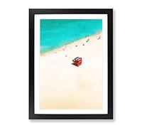 South Beach In Miami Modern Framed Print | A2 Black Framed Wall Art | Ready to Hang | Modern Beach Picture | Living Room Bedroom Lounge Office