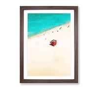 South Beach In Miami Modern Framed Print | A2 Walnut Framed Wall Art | Ready to Hang | Modern Beach Picture | Living Room Bedroom Lounge Office