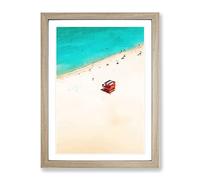 South Beach In Miami Modern Framed Print | A3 Oak Framed Wall Art | Ready to Hang | Modern Beach Picture | Living Room Bedroom Lounge Office