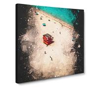 South Beach in Miami Paint Splash Canvas Print | Gallery Wrapped 30mm Frame Wall Art | 14x14 inches | Ready to Hang | Modern Seascape Picture | Living Room Bedroom Lounge Office