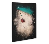 South Beach In Miami Paint Splash Canvas Print | Gallery Wrapped 30mm Frame Wall Art | 20x14 inches | Ready to Hang | Coastal Seascape Picture | Living Room Bedroom Lounge Office