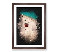 South Beach in Miami Paint Splash Framed Print | A2 Walnut Framed Wall Art | Ready to Hang | Modern Beach Picture | Living Room Bedroom Lounge Office