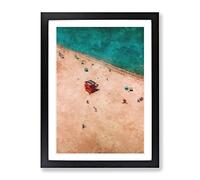 South Beach In Miami Painting Modern Framed Print | A2 Black Framed Wall Art | Ready to Hang | Modern Beach Picture | Living Room Bedroom Lounge Office