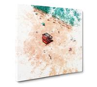 South Beach in Miami Watercolour Canvas Print | Gallery Wrapped 30mm Frame Wall Art | 20x20 inches | Ready to Hang | Modern Seascape Picture | Living Room Bedroom Lounge Office