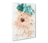 South Beach In Miami Watercolour Canvas Print | Gallery Wrapped 30mm Frame Wall Art | 24x16 inches | Ready to Hang | Coastal Seascape Picture | Living Room Bedroom Lounge Office