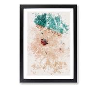 South Beach in Miami Watercolour Framed Print | A2 Black Framed Wall Art | Ready to Hang | Modern Beach Picture | Living Room Bedroom Lounge Office